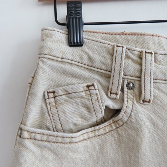 FREE PEOPLE WE THE FREE Risk Taker Mid Rise Jeans in Ecru Neutral Boho - Size 26 - Picture 5 of 14